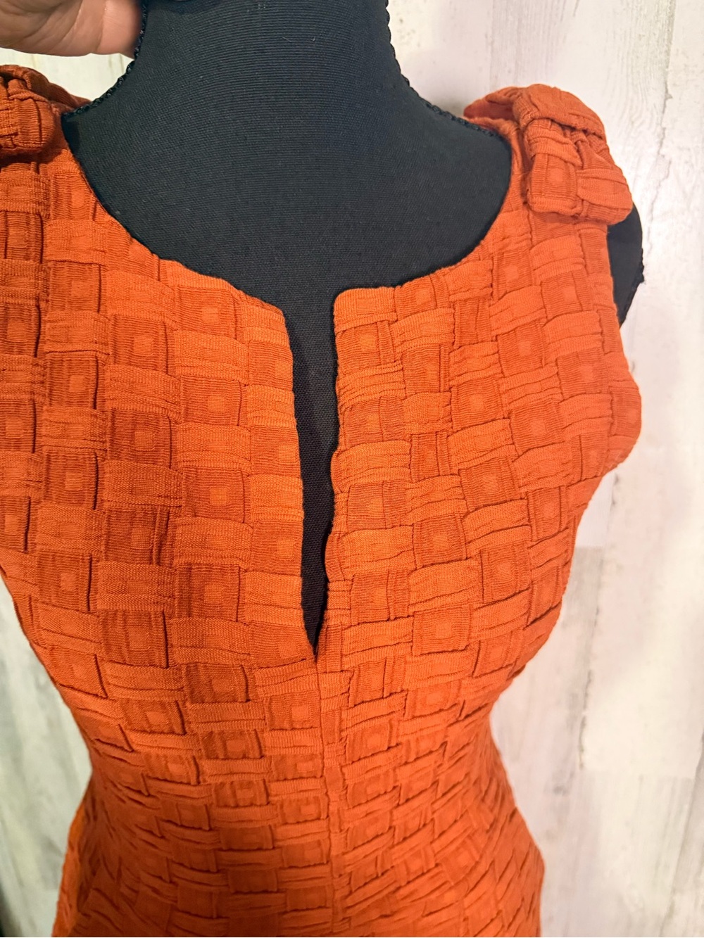 Stunning textured sheath Burnt Orange dress by Tabitha Anthropologie size 0 - Picture 7 of 13